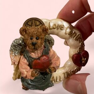 Vintage bear Y2K Love Conquers All pin brooch hand made cute heart angel teddy